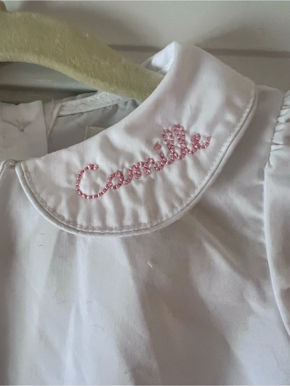 “Camille” Cygnet Living White Baby Girls' One-Piece Romper with Peter Pan Collar